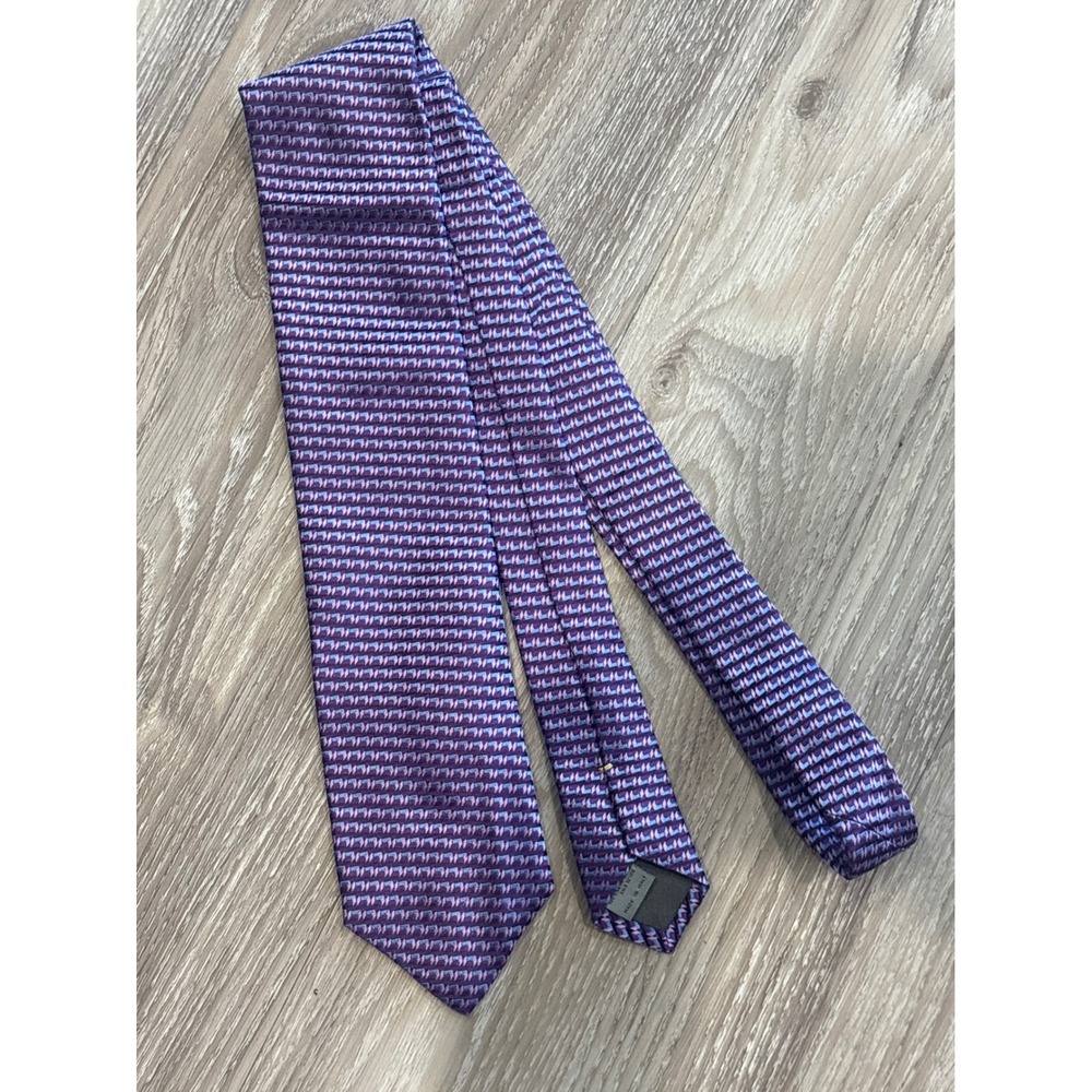 Canali 1934 Mens Purple Geometric Silk Necktie Made in Italy Luxury Tie